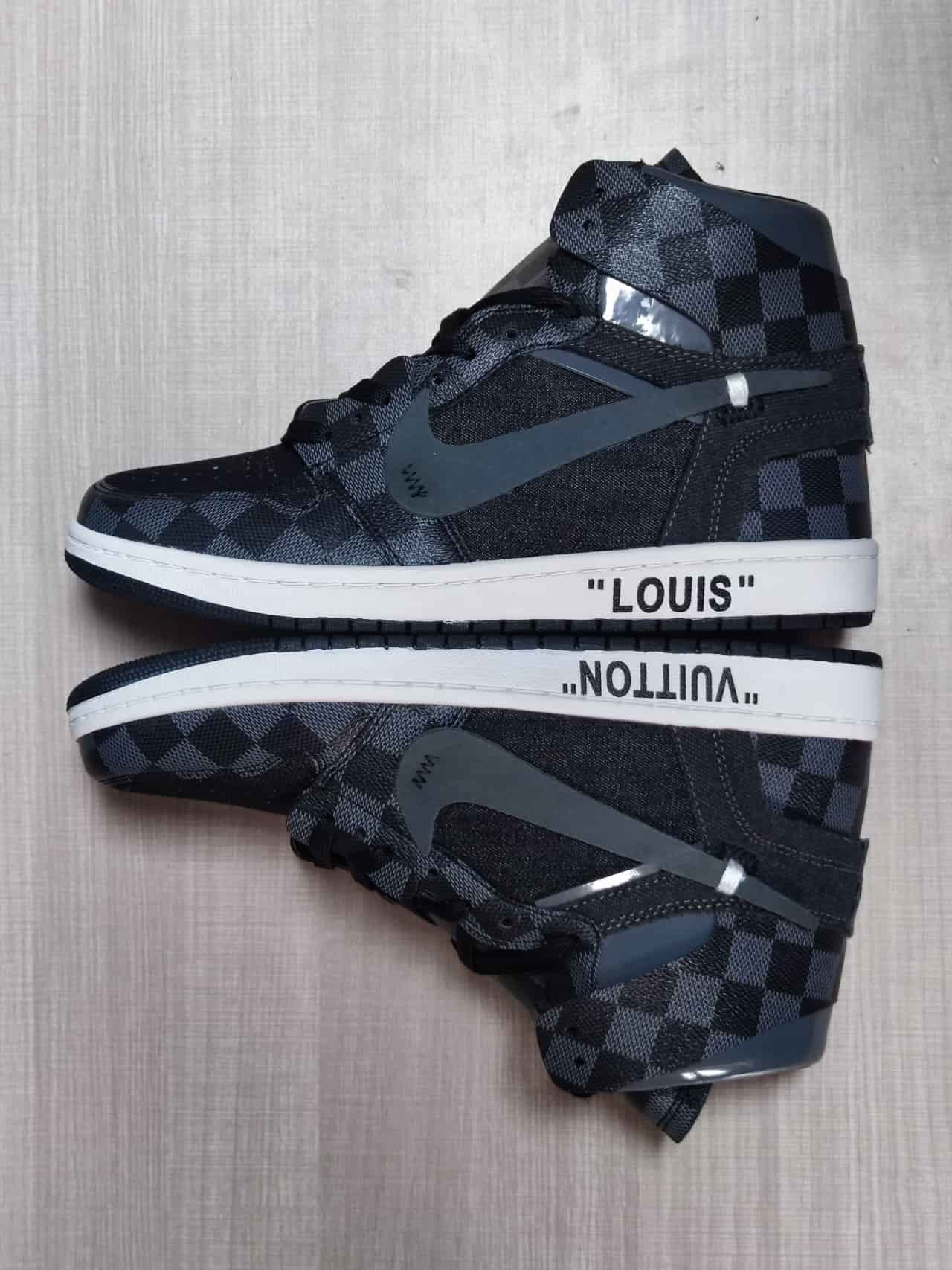 LV x Jordan 1 retro High Black and Grey