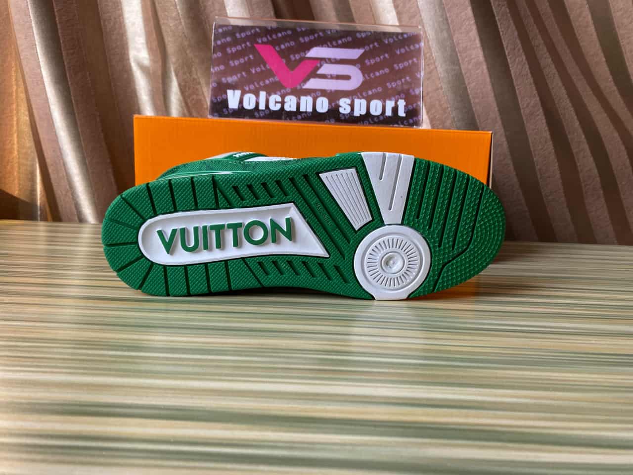 LV Trainer Green Monogram Denim White