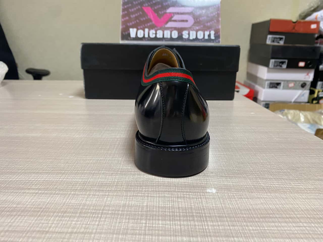 GUCCI Web Lace Up Black Leather