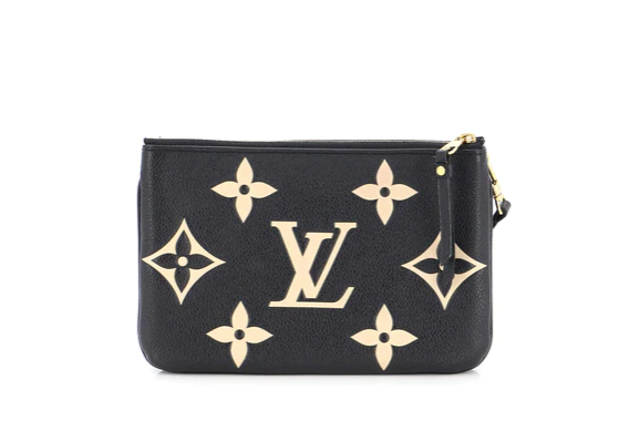 LV Coin Case Pochette Cle Black x Beige With Key Chain