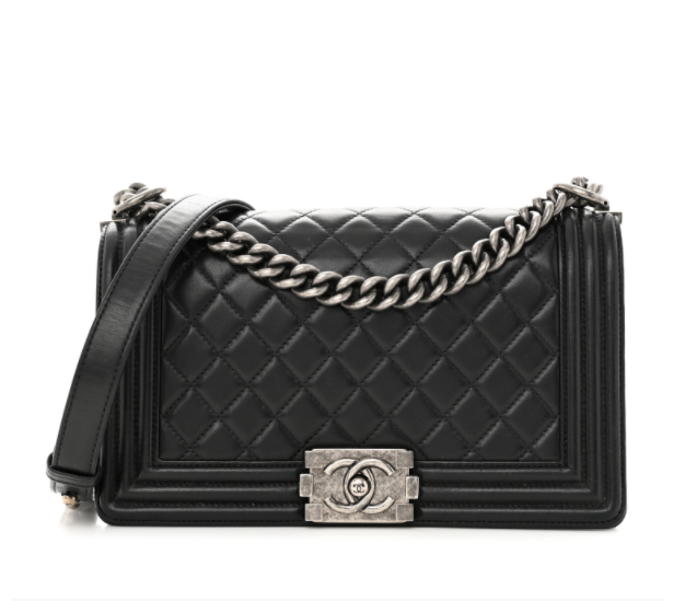 Chanel Boy Flap Quilted Lambskin Ruthenium Medium Black