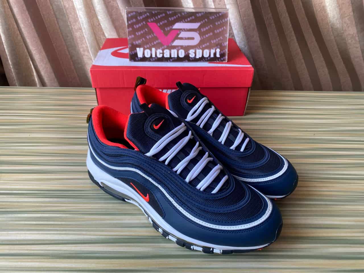 Nike Air Max 97 Midnight Navy Habanero Red 921826-403