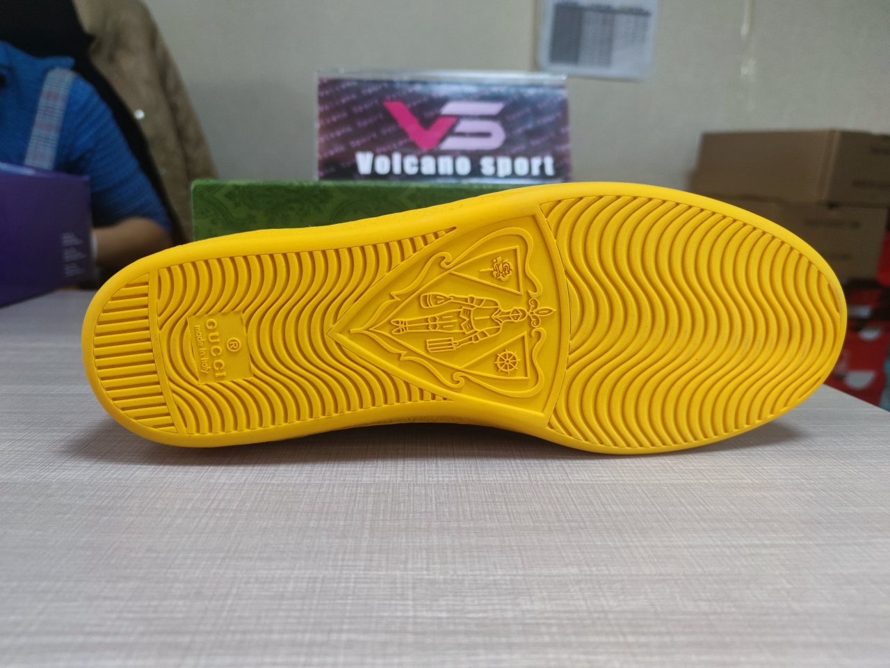 GUCCI Ace GG Embossed Yellow