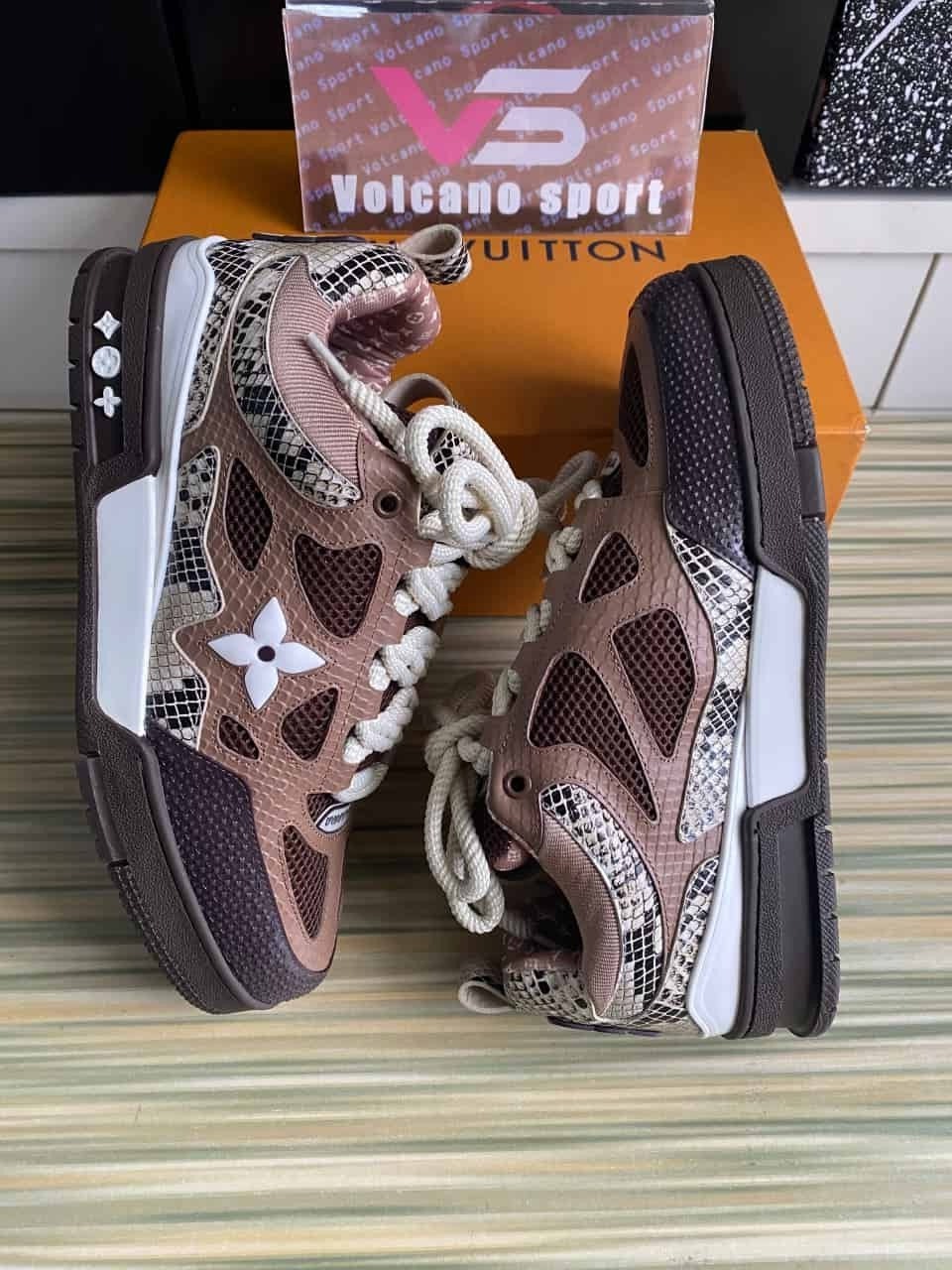 LV Skate Sneaker Brown Snakeskin 1ABM2Y