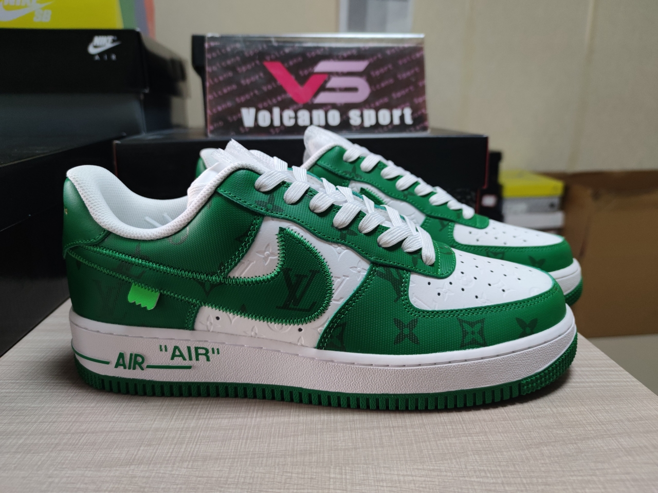 LV x Air Force 1 Low By Virgil Abloh White Green