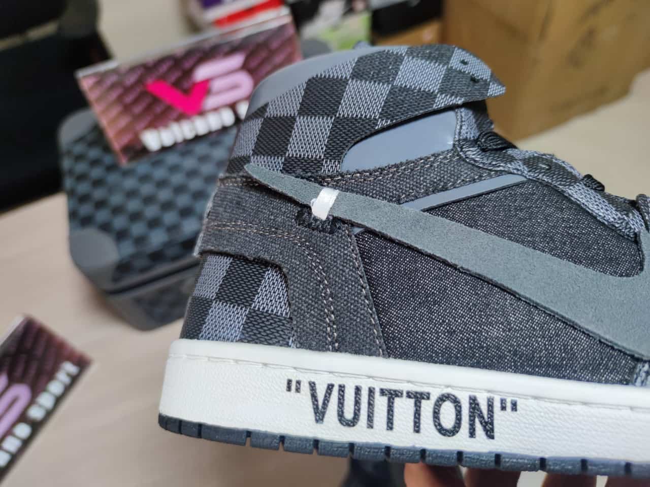 LV x Jordan 1 retro High Black and Grey