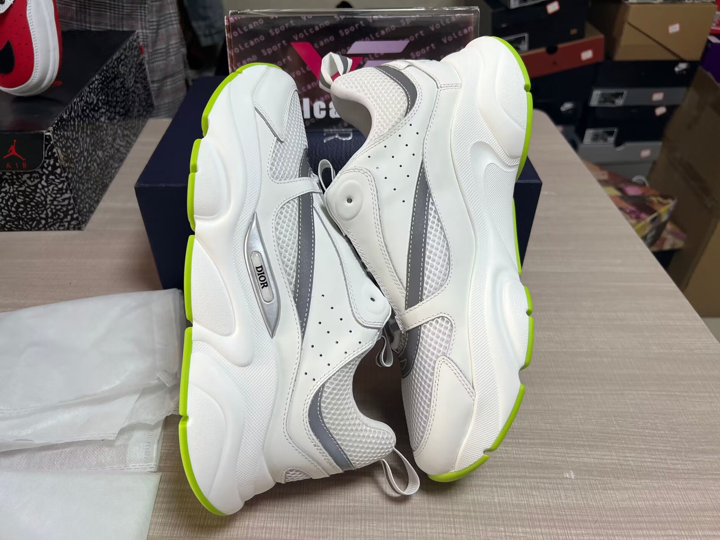 Dior B22 White Silver Fluo Green