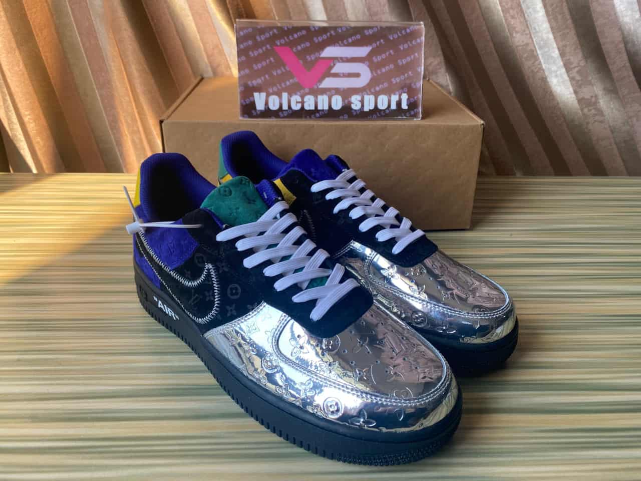 LV x Air Force 1 Low By Virgil Abloh 'Black Metallic Silver' 1A9VCH