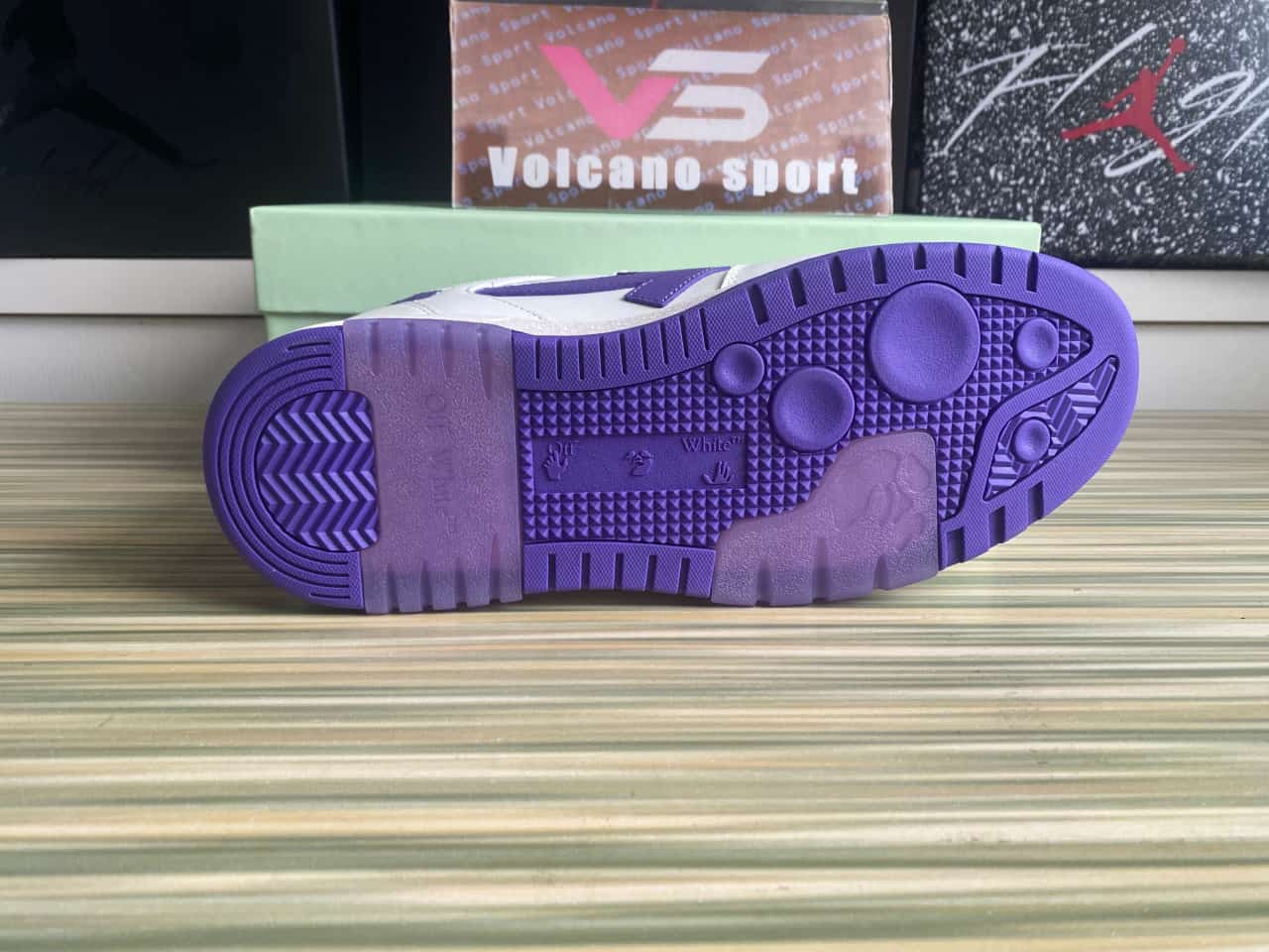 OFF-WHITE Out Of Office OOO Low Tops White Purple