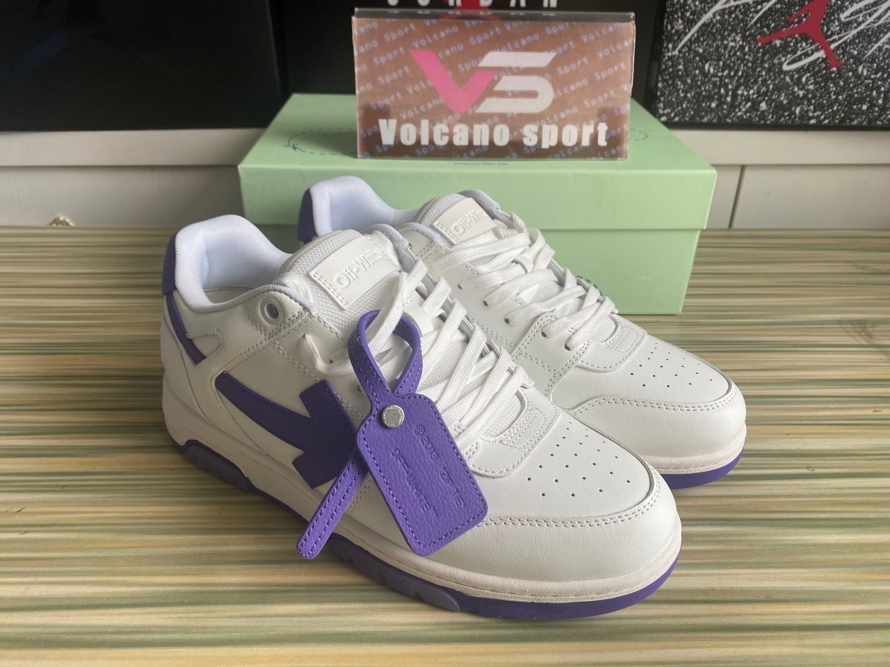 OFF-WHITE Out Of Office OOO Low Tops White Purple