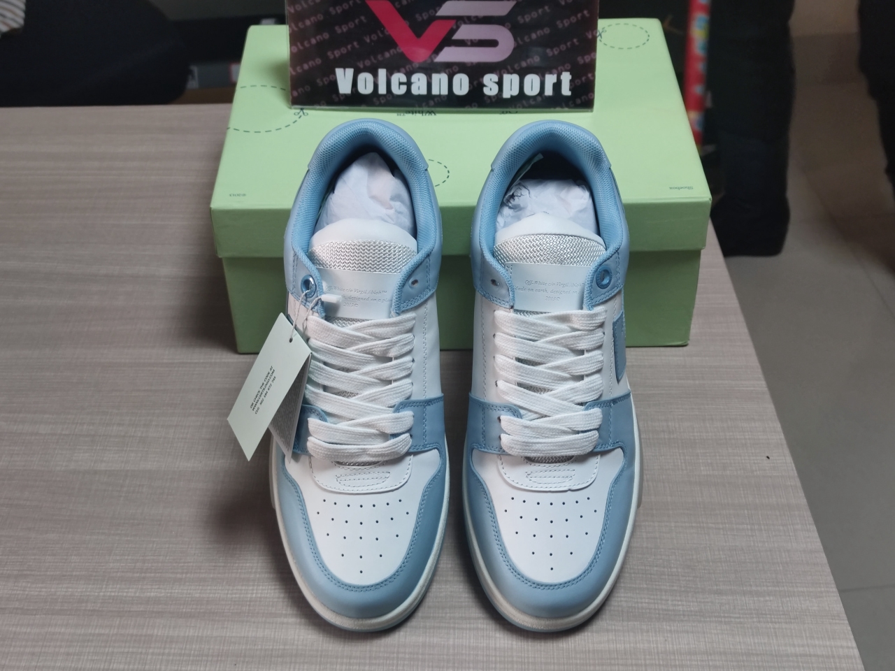 OFF-WHITE OOO Low Out Of Office Calf Leather White Light Blue