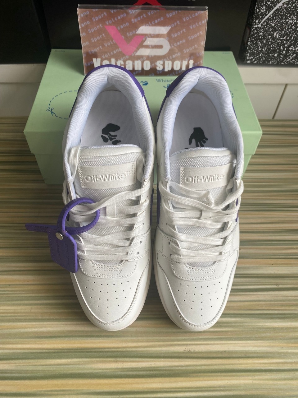 OFF-WHITE Out Of Office OOO Low Tops White Purple