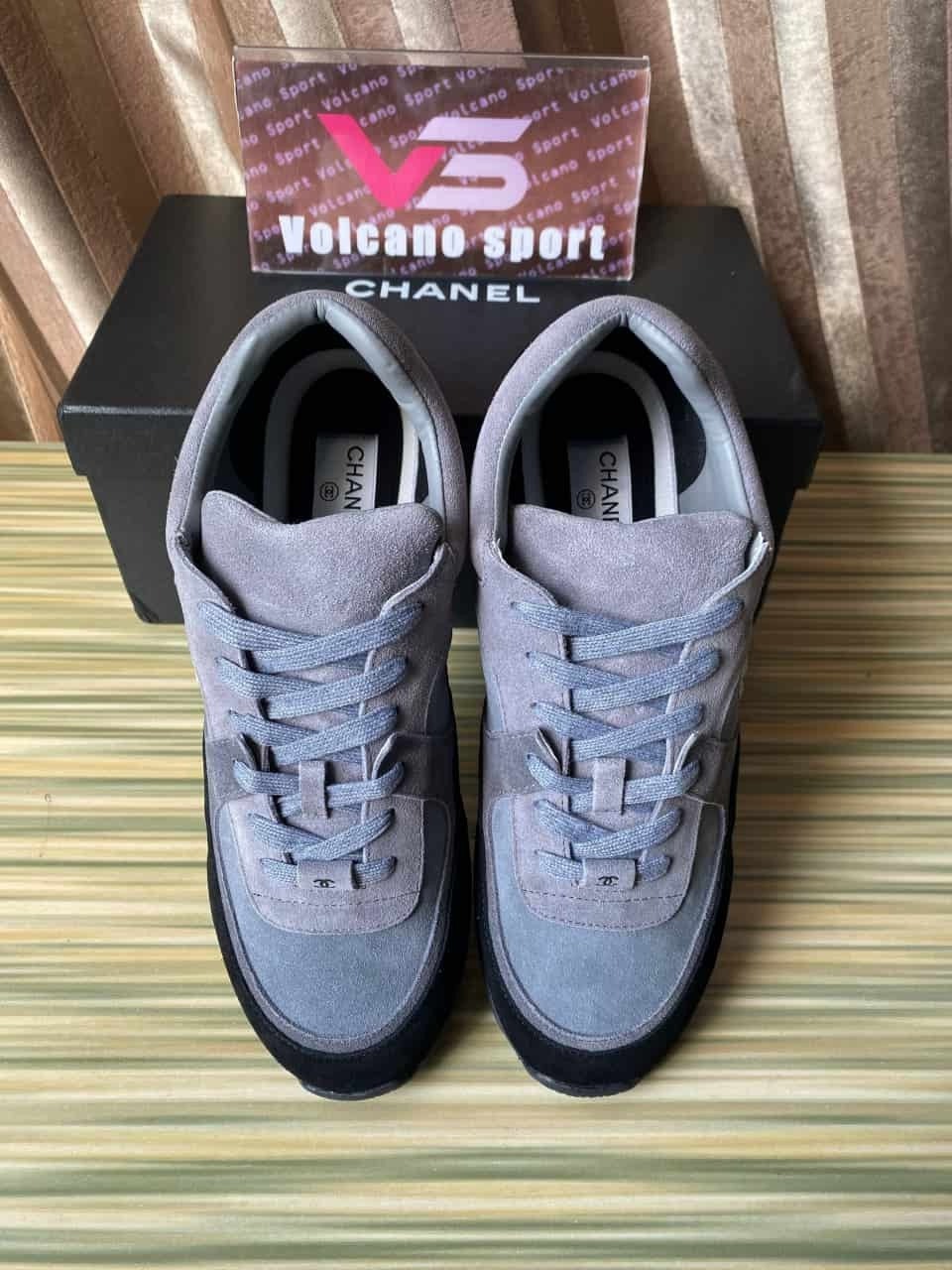 Chanel chamois leather Black Grey Sneakers