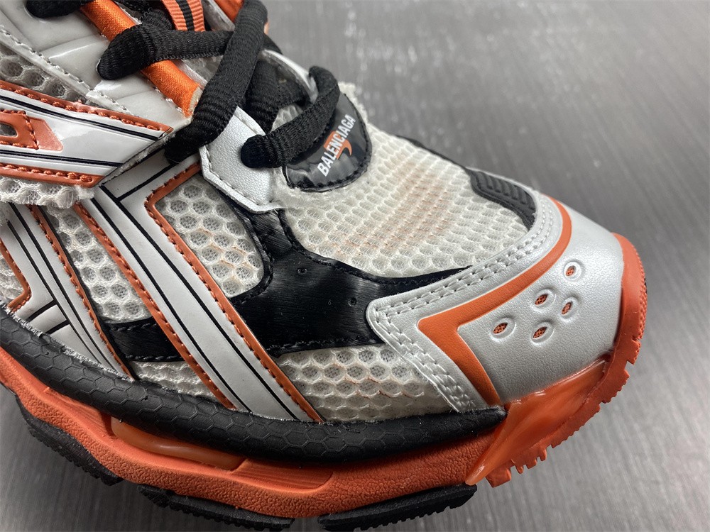 Balenciaga: White & Orange Track Sneakers