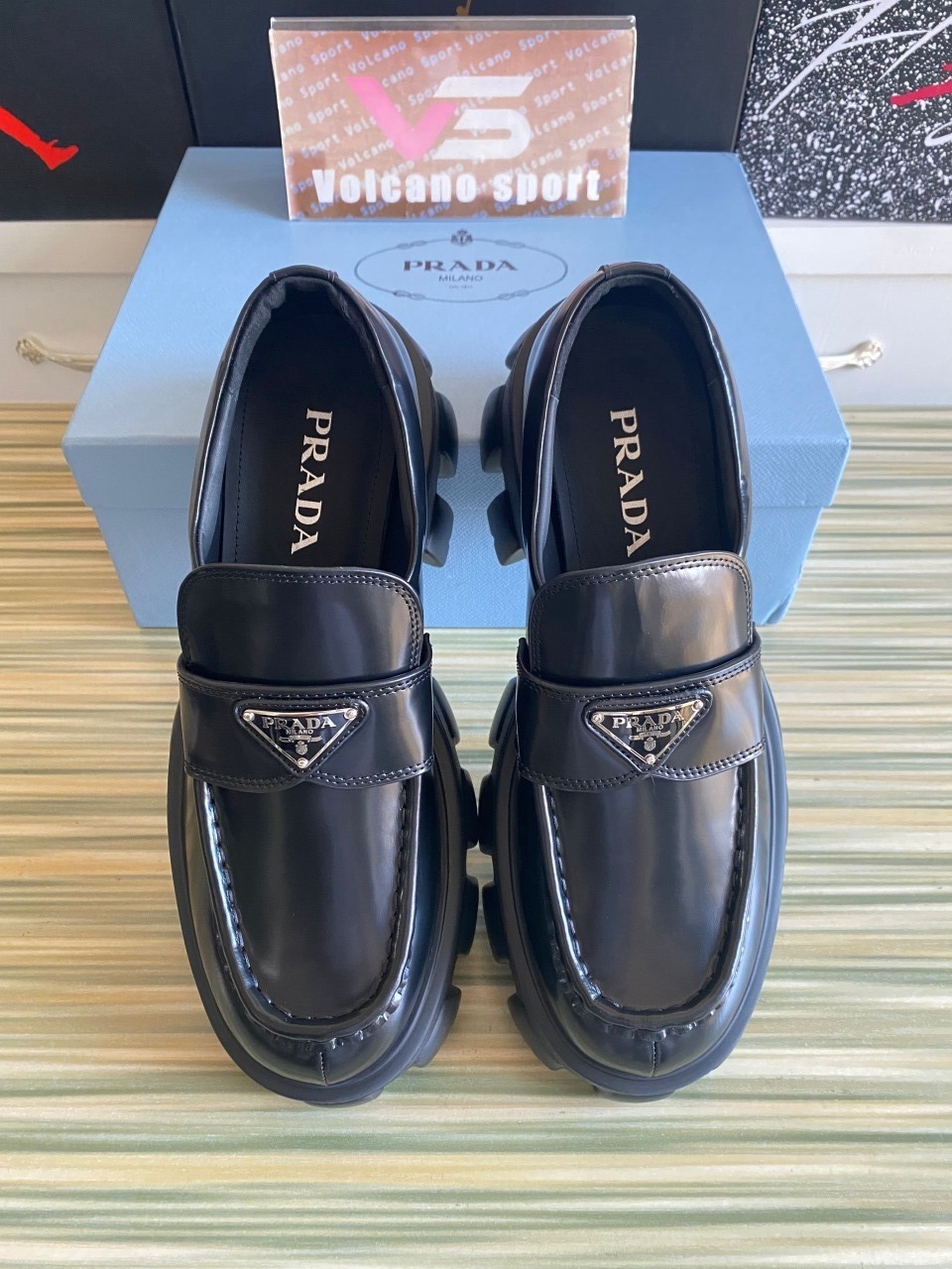 Prada Monolith Leather Loafers