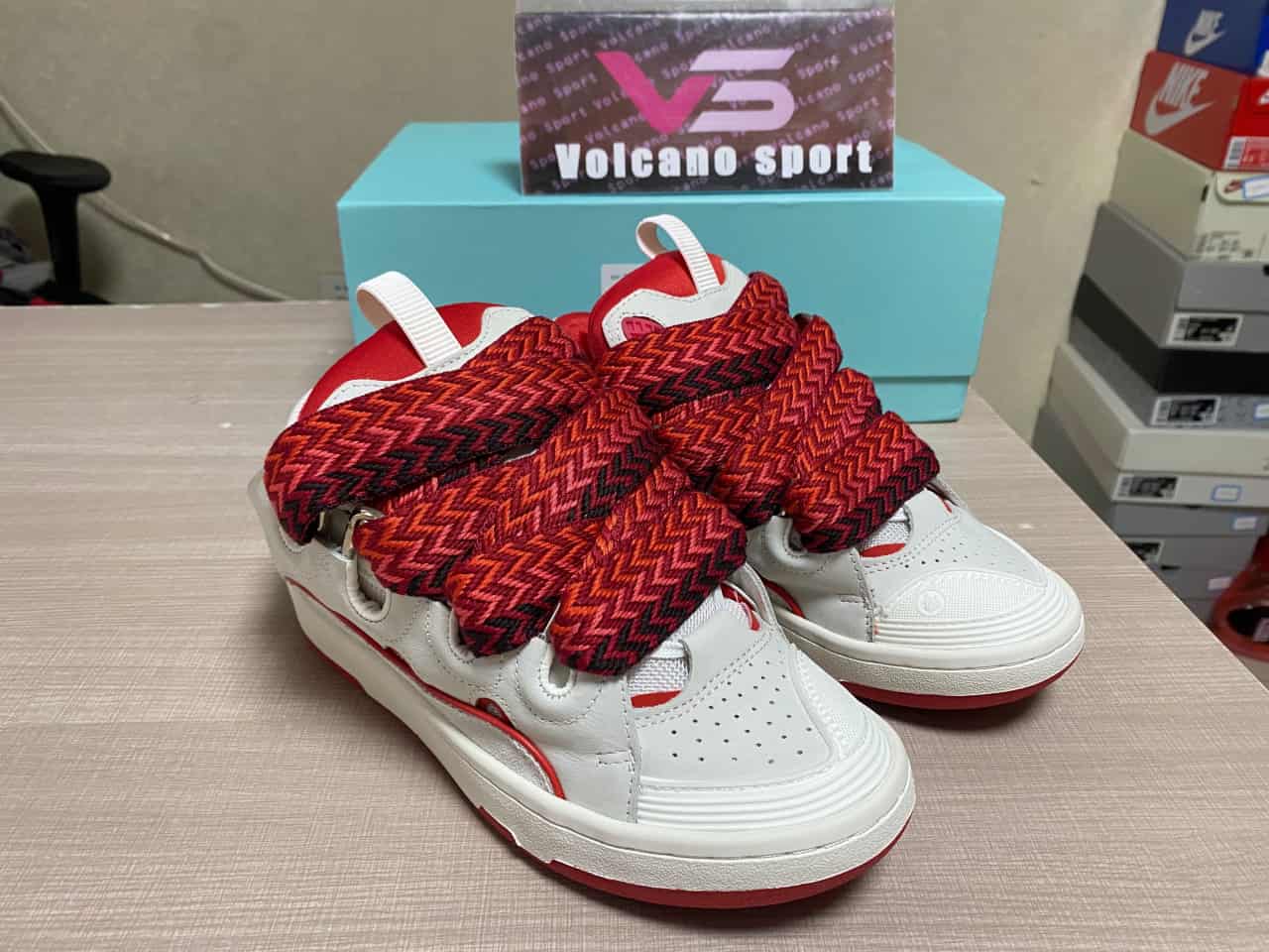 Lanvin Curb Leather And Mesh Low-top Trainers