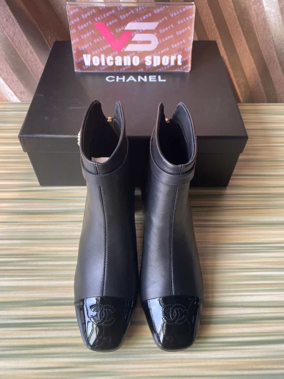 Chanel Black Lambskin Leather Boots