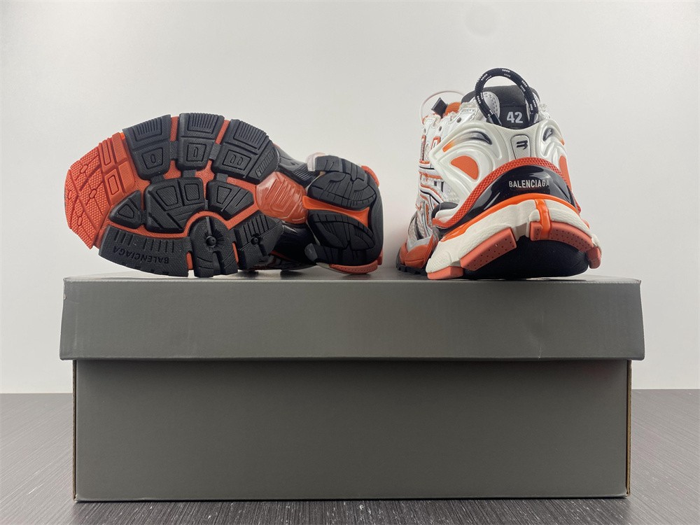 Balenciaga: White & Orange Track Sneakers