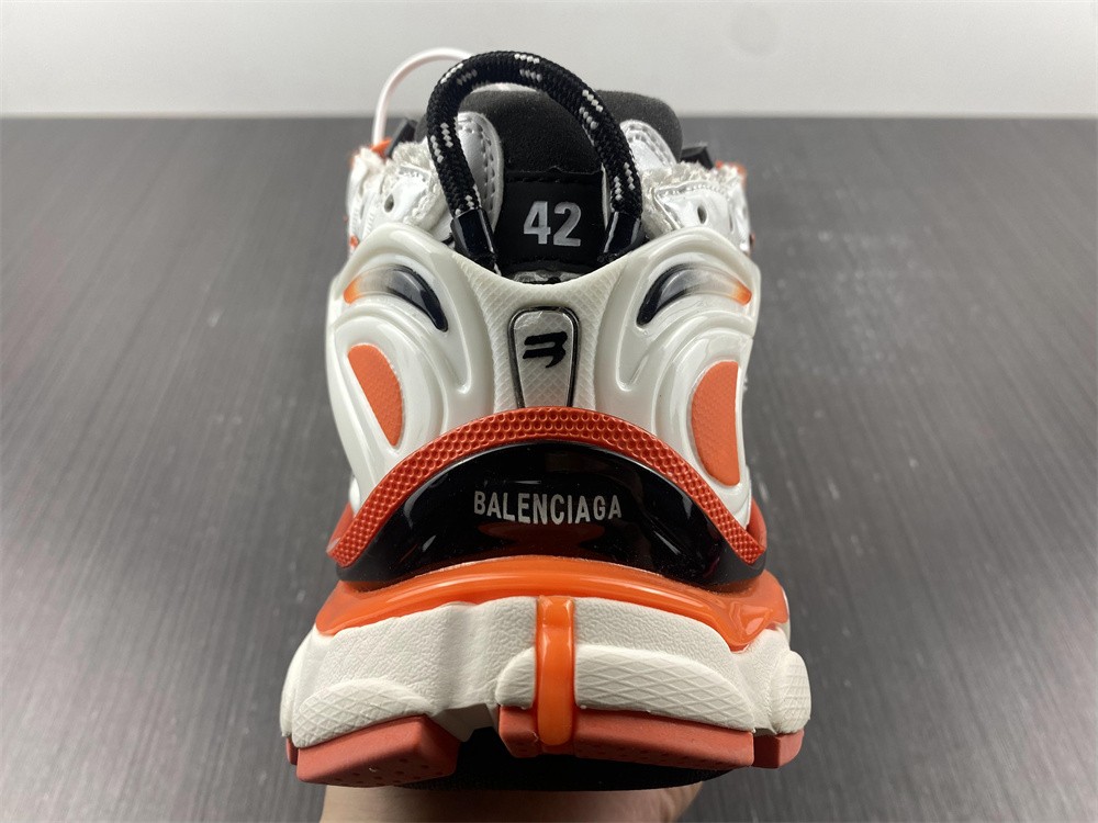 Balenciaga: White & Orange Track Sneakers