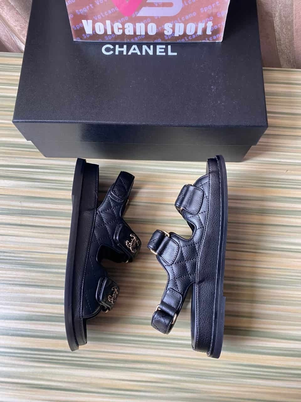 Chanel Quilted Dad Sandal Black Leather