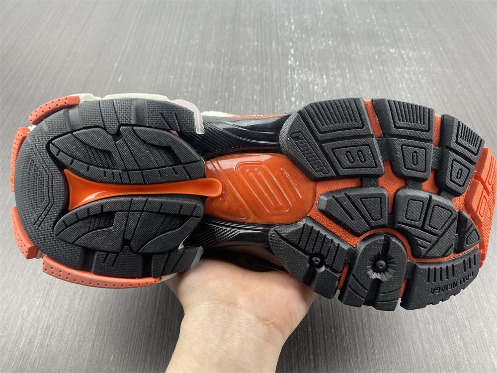 Balenciaga: White & Orange Track Sneakers