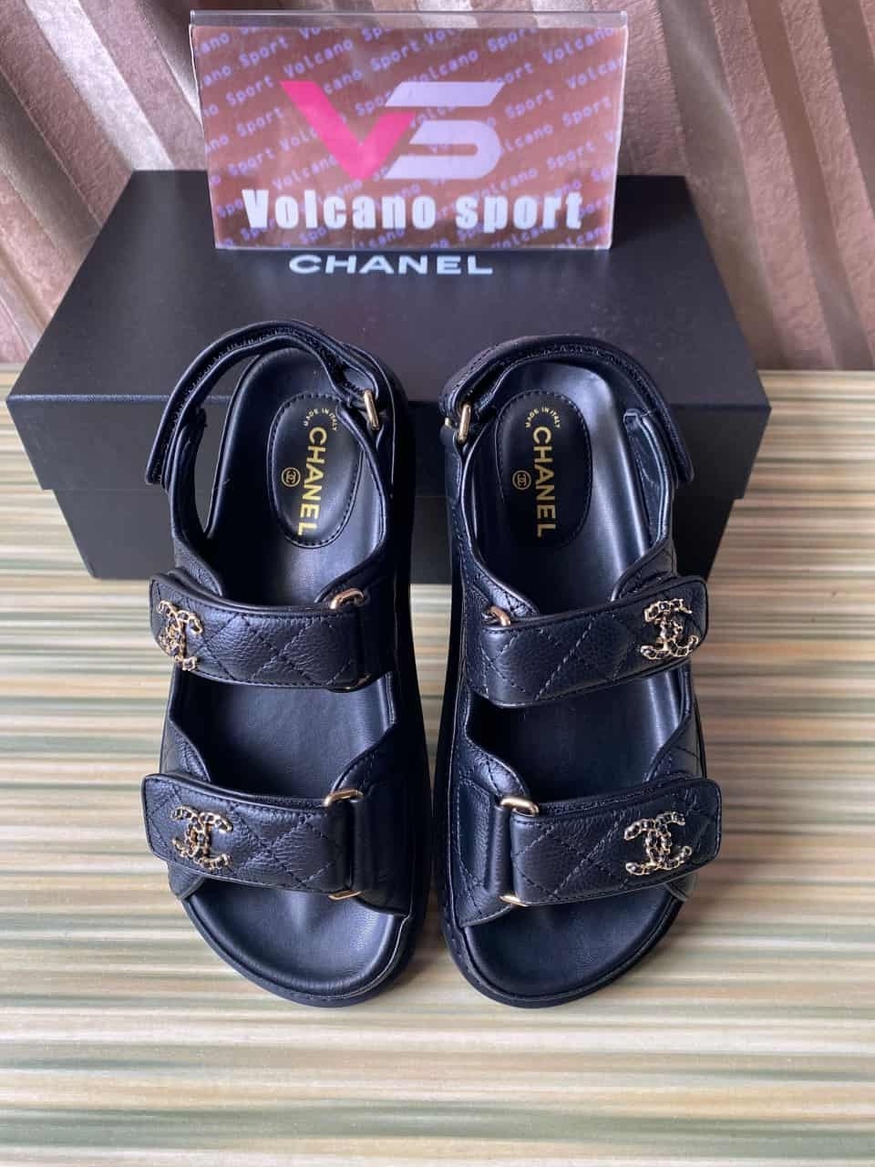 Chanel Quilted Dad Sandal Black Leather