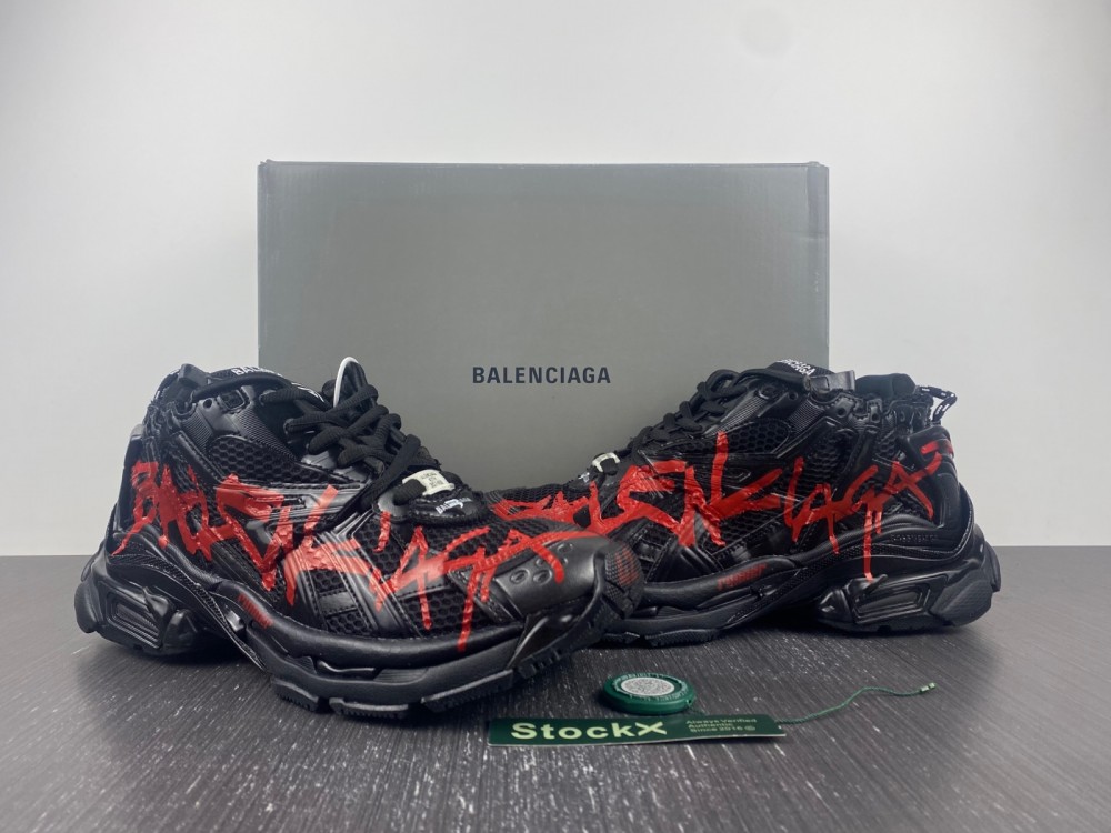 Coco Shoes Balenciaga Runner Graffiti Black Red