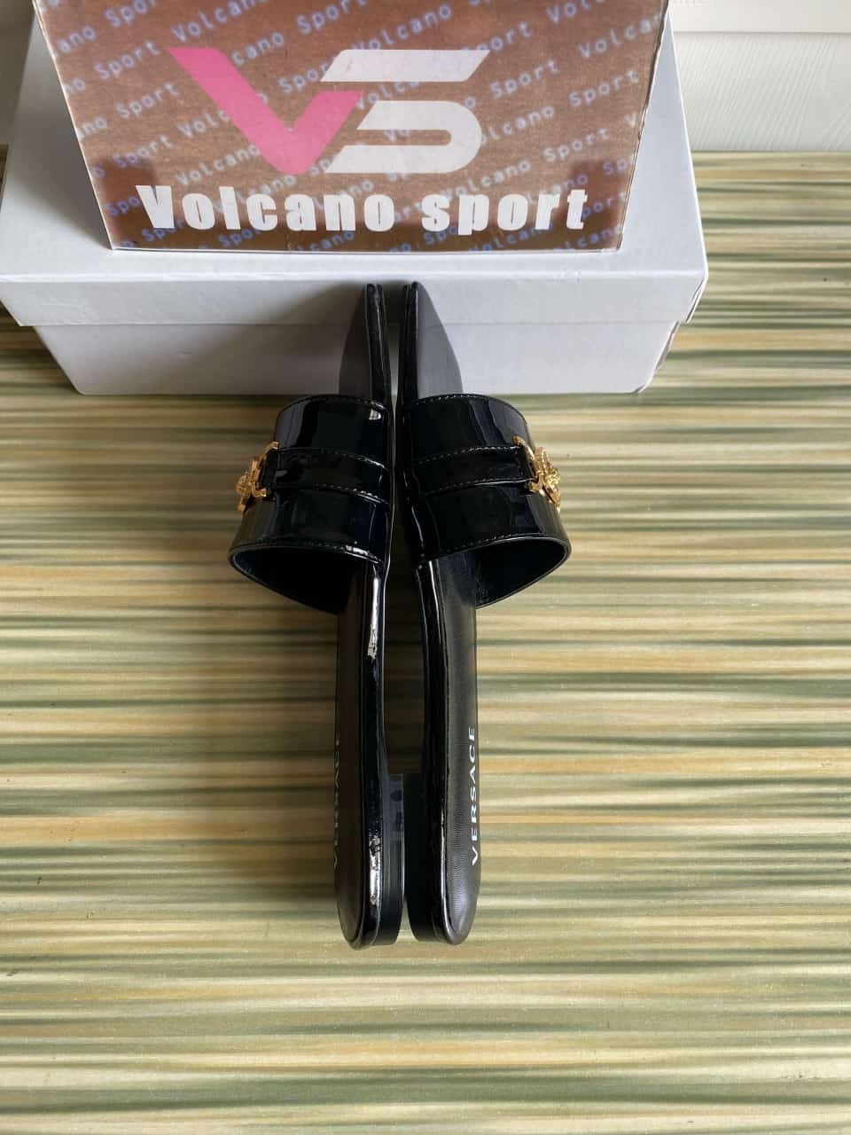 Versace La Medusa Patent Leather Sandal