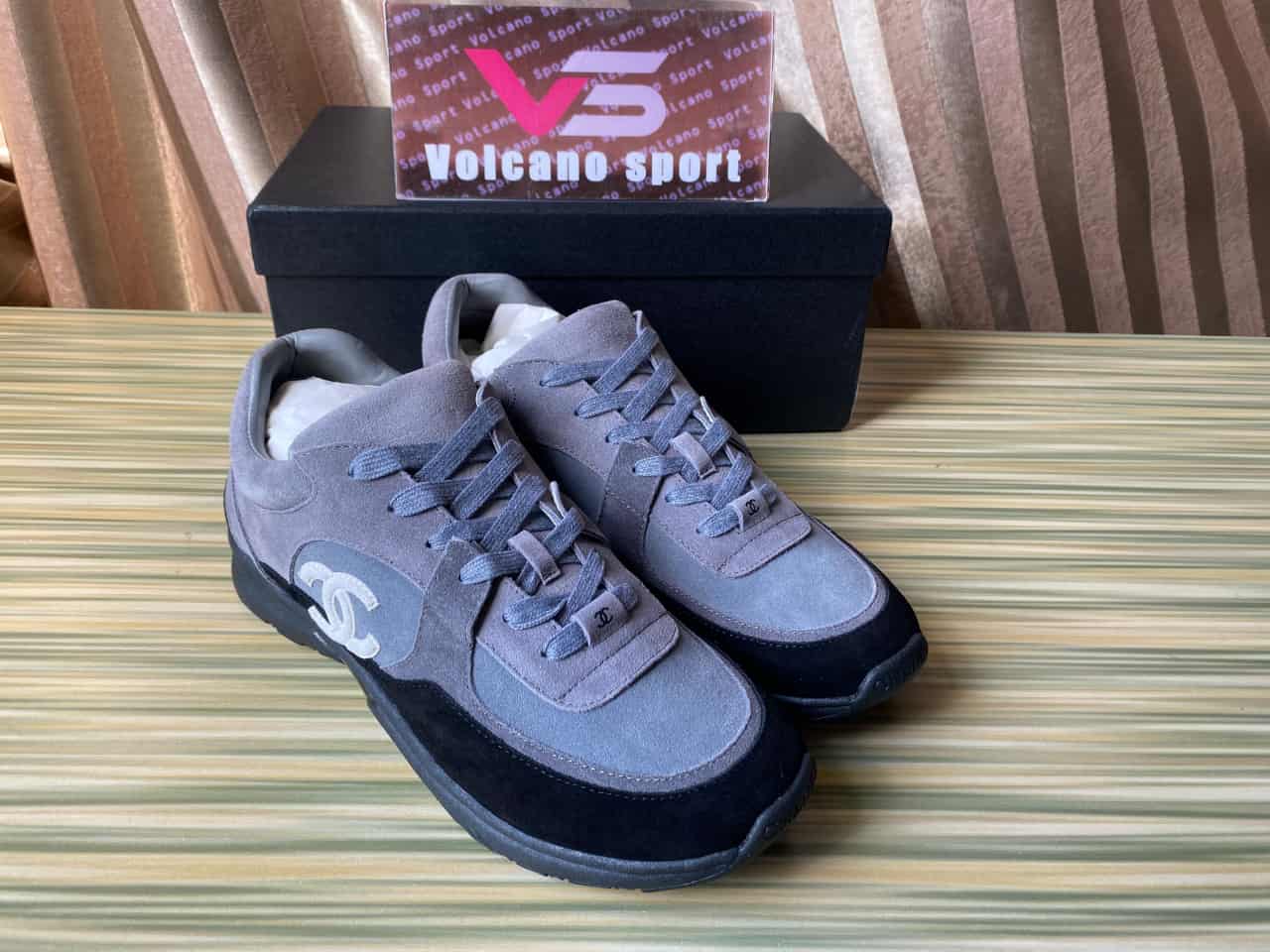 Chanel chamois leather Black Grey Sneakers