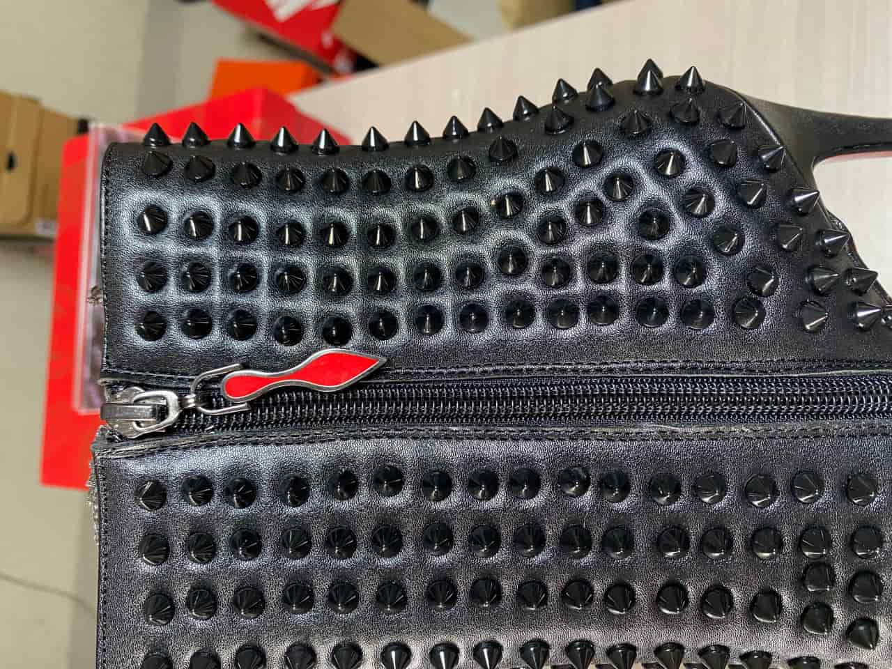 Christian Louboutin Black Snakilta 120 Spiked Leather Ankle Boots