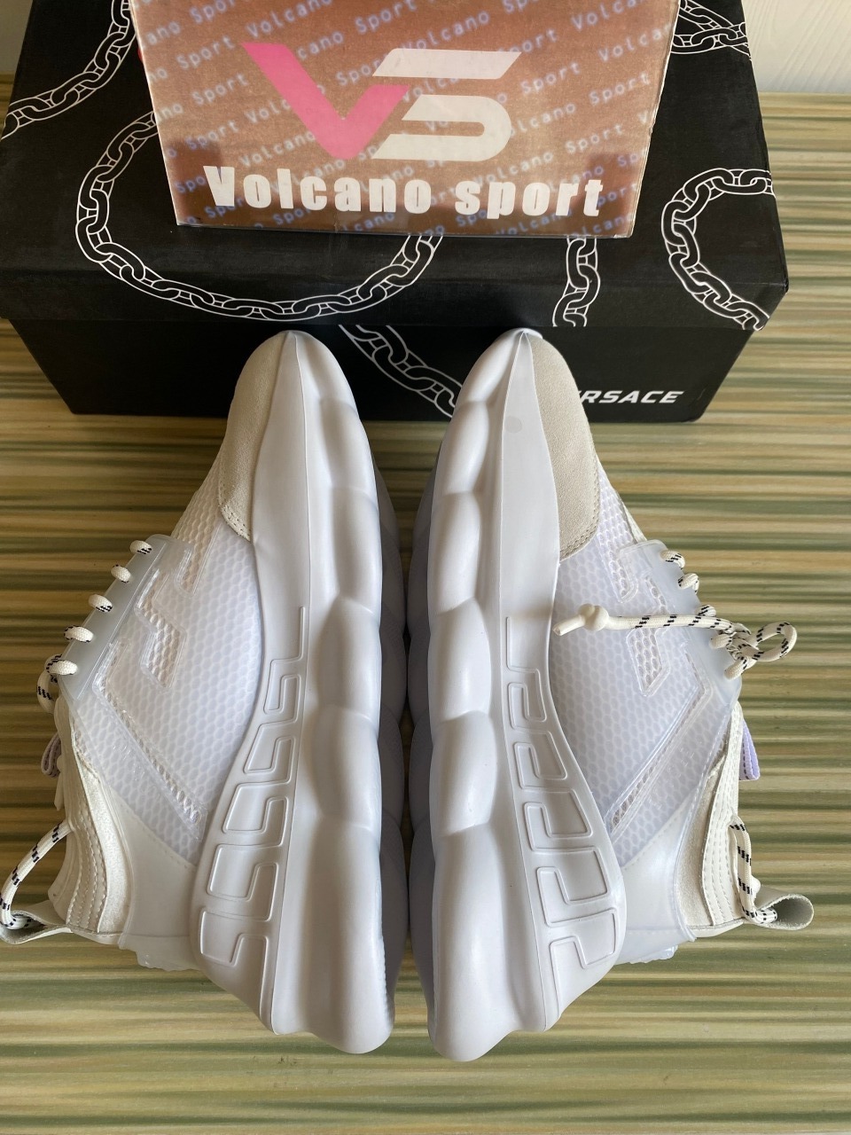 Versace chain reaction sneakers optic white