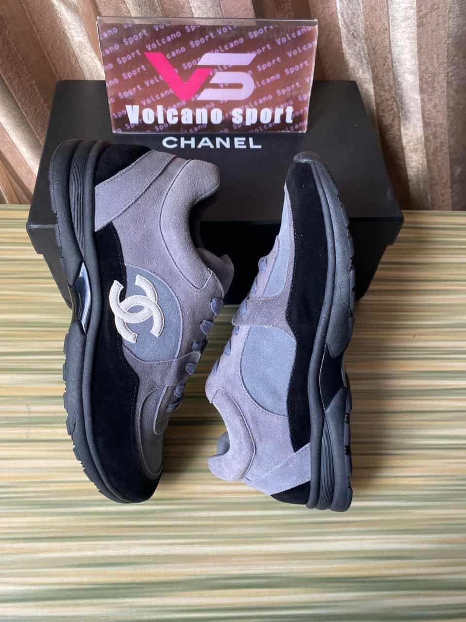 Chanel chamois leather Black Grey Sneakers