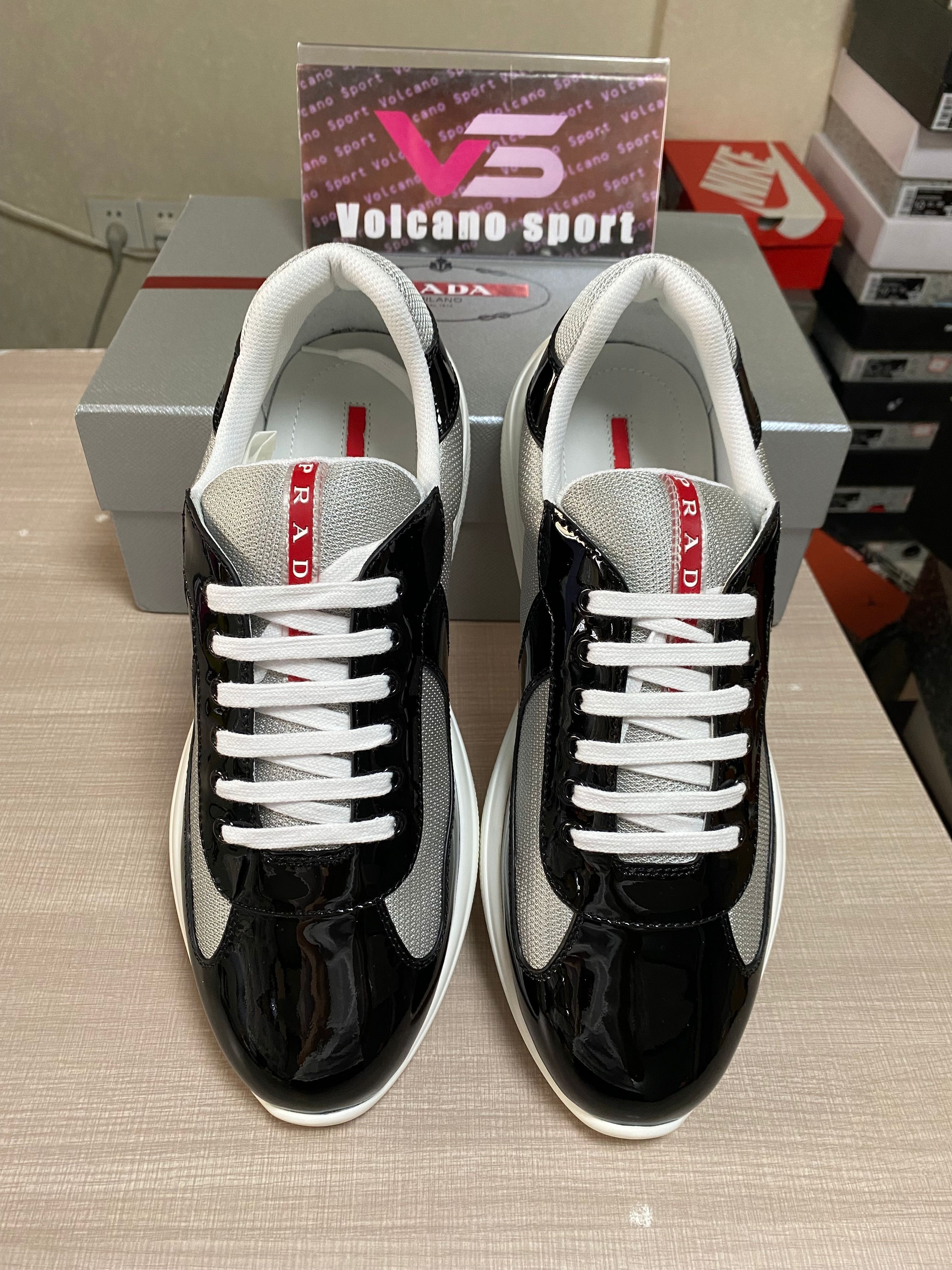 Prada America's Cup sneakers black silver