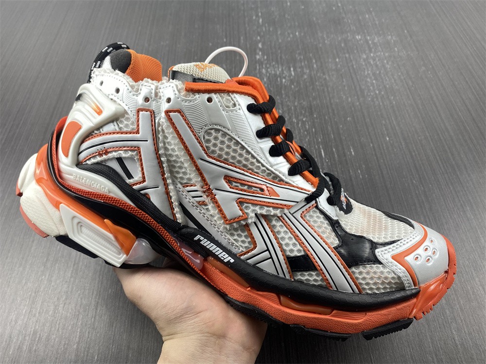 Balenciaga: White & Orange Track Sneakers