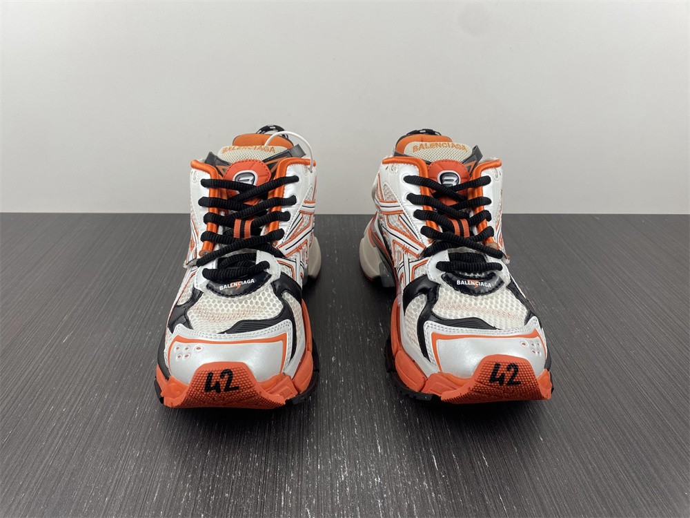 Balenciaga: White & Orange Track Sneakers