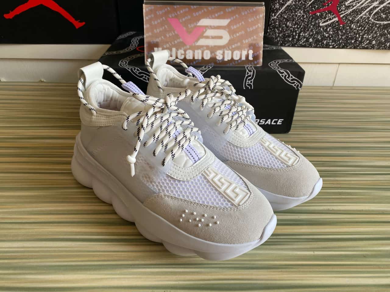 Versace chain reaction sneakers optic white