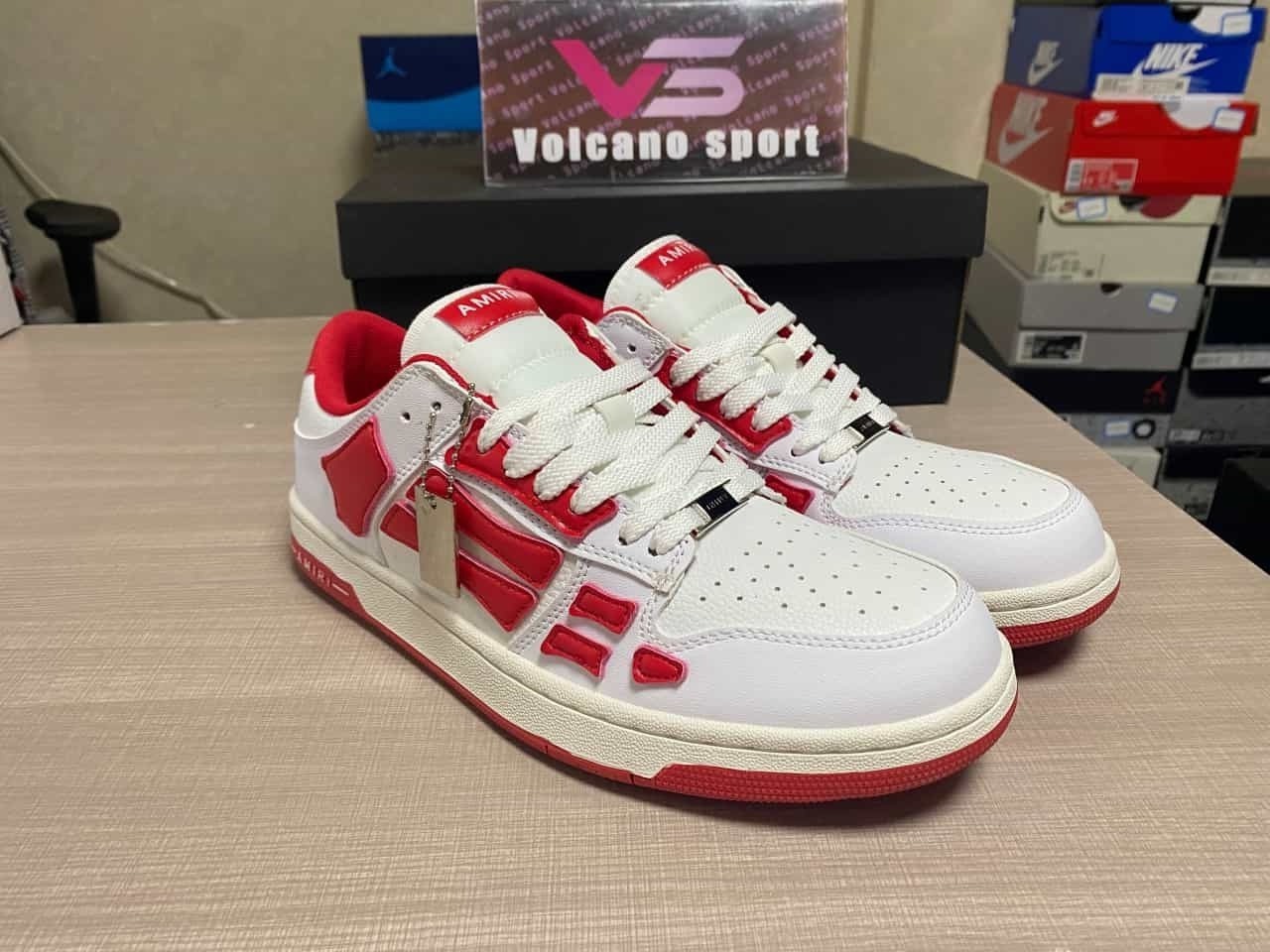 AMIRI Skel Top Low White Red