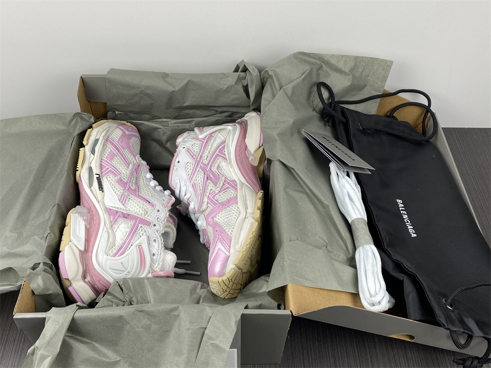 Balenciaga Women Runner Sneaker in White Mesh and Nylon