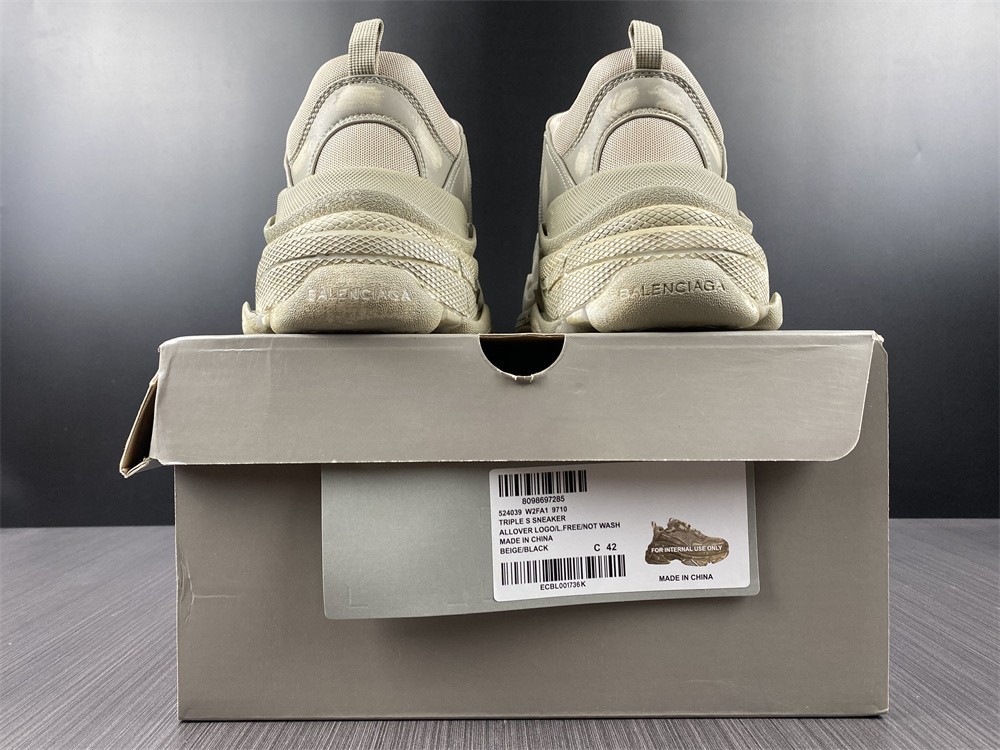 Balenciaga Women Triple S Faded Sneaker in Beige