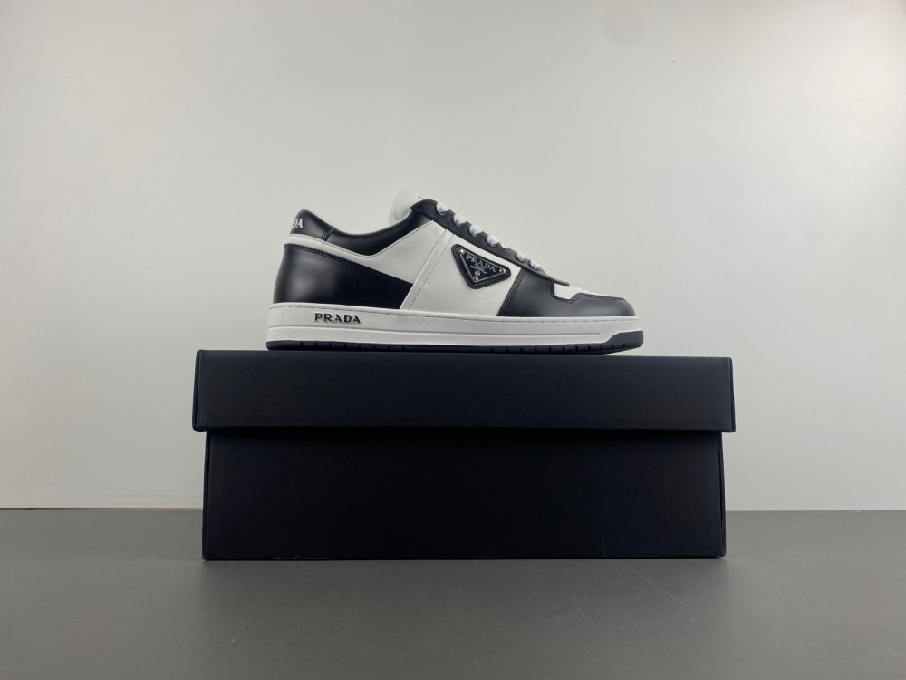 Prada Downtown Low Top Sneakers Leather White Black