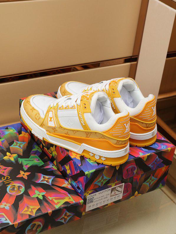 Louis Vuitton Trainer Yellow Monogram Denim White