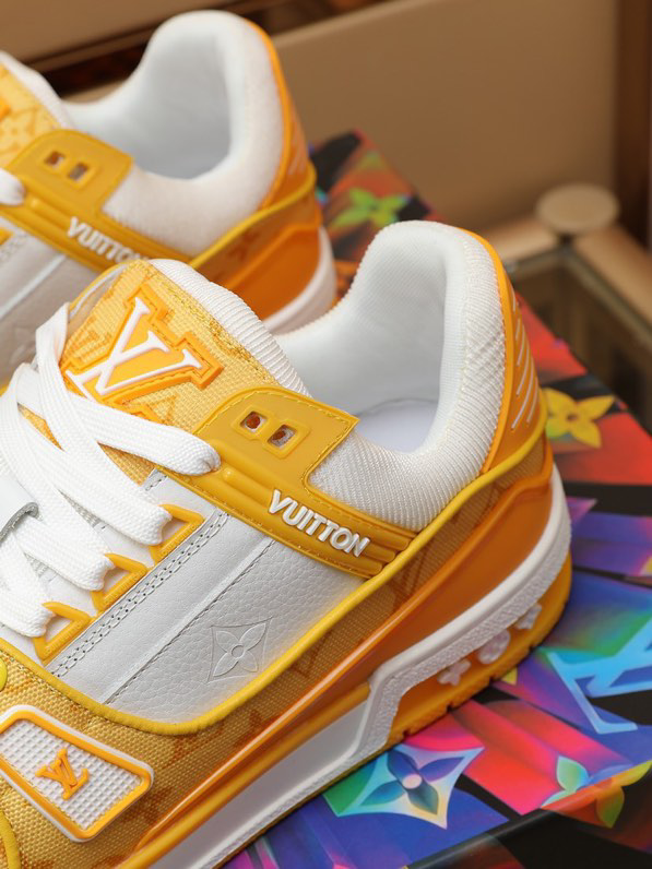 Louis Vuitton Trainer Yellow Monogram Denim White