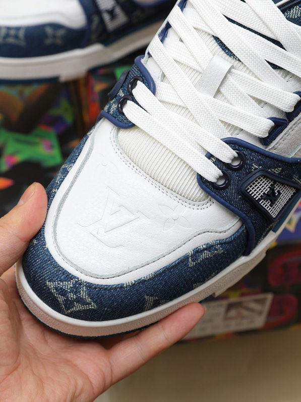Louis Vuitton LV Trainer Monogram Denim White Blue