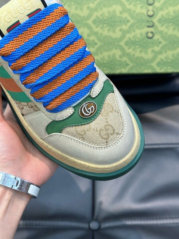 Gucci Screener GG Sneakers Yellow Green Light Brown