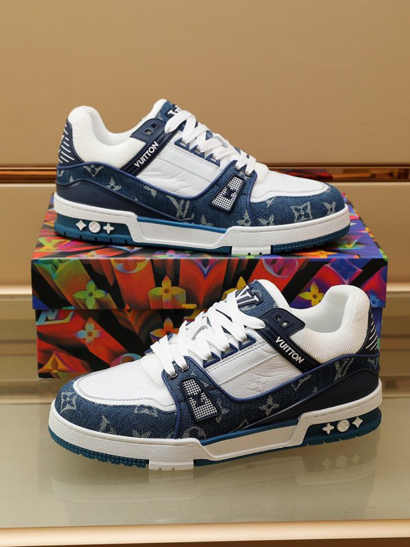 Louis Vuitton LV Trainer Monogram Denim White Blue