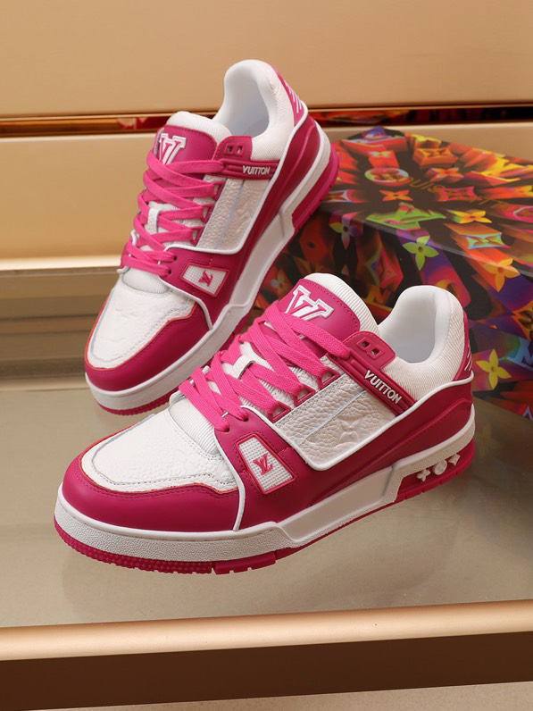 Louis Vuitton Trainer Low White Fuchsia