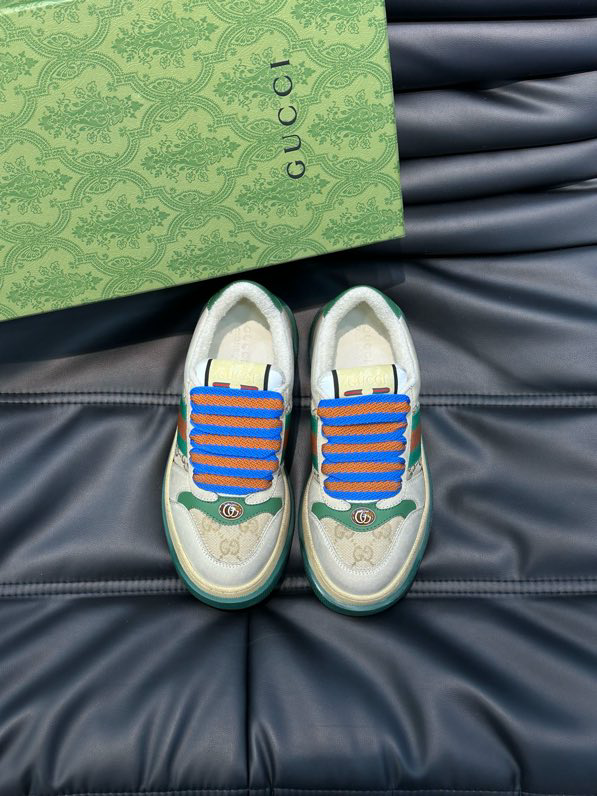 Gucci Screener GG Sneakers Yellow Green Light Brown