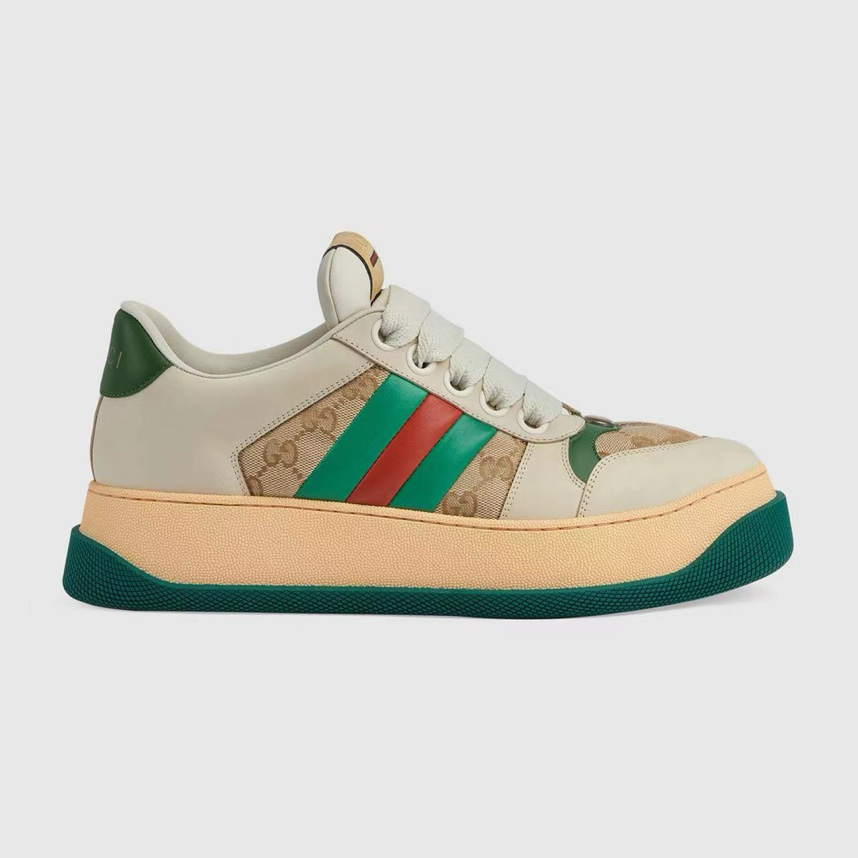 Gucci Screener GG Sneakers Beige Brown Green