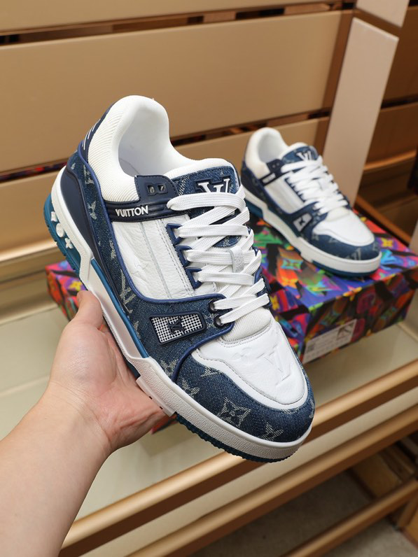 Louis Vuitton LV Trainer Monogram Denim White Blue
