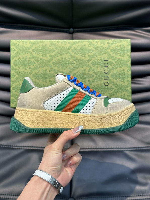 Gucci Screener GG Sneakers White Yellow Green
